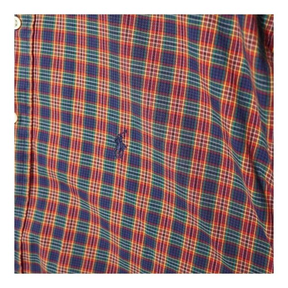 VTG Ralph Lauren Blake Red Plaid‎ Long Sleeve Button Down Pony Logo Sz L - Picture 7 of 9